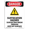 Signmission OSHA Danger Sign, Suffocation Hazard, 14in X 10in Decal, 10" W, 14" L, Portrait, Suffocation Hazard OS-DS-D-1014-V-1928